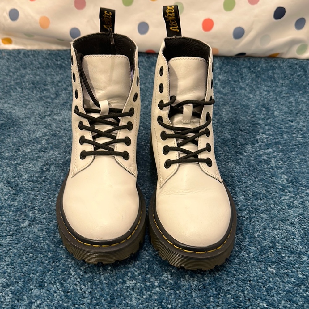 Dr Martens white lace up boots